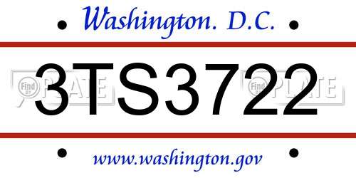 3TS3722 District Of Columbia License Plate