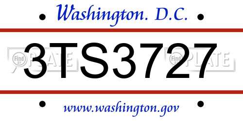 3TS3727 District Of Columbia License Plate
