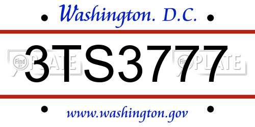 3TS3777 District Of Columbia License Plate