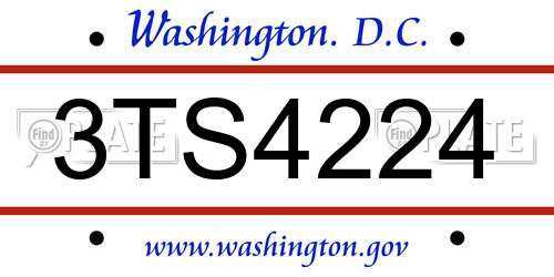 3TS4224 District Of Columbia License Plate
