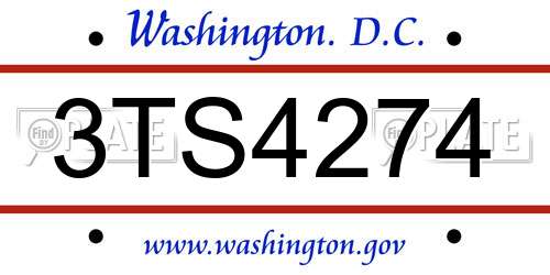 3TS4274 District Of Columbia License Plate