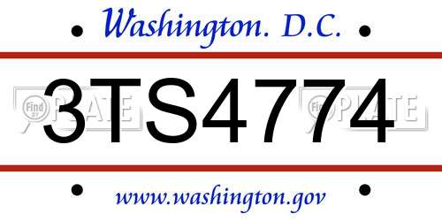 3TS4774 District Of Columbia License Plate