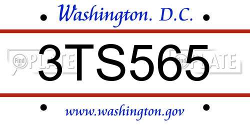 3TS565 District Of Columbia License Plate