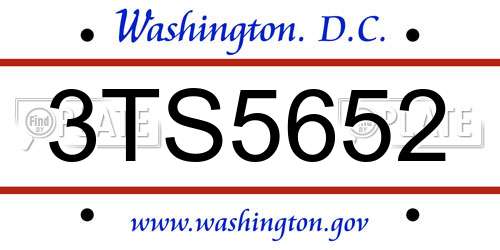 3TS5652 District Of Columbia License Plate