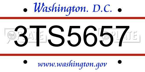 3TS5657 District Of Columbia License Plate