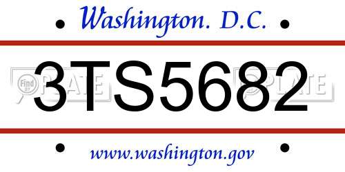 3TS5682 District Of Columbia License Plate