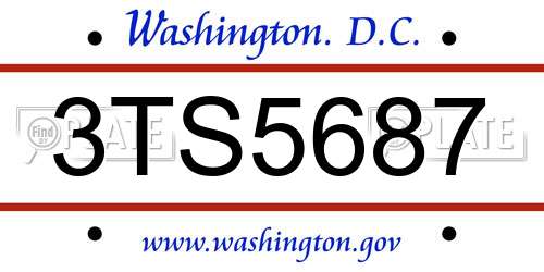 3TS5687 District Of Columbia License Plate