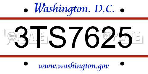 3TS7625 District Of Columbia License Plate
