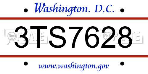 3TS7628 District Of Columbia License Plate