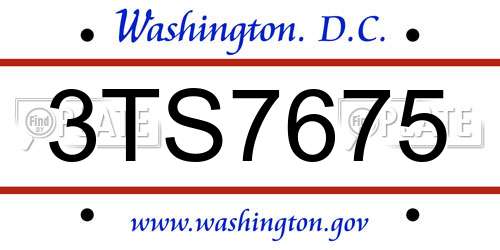 3TS7675 District Of Columbia License Plate