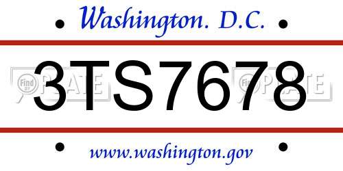 3TS7678 District Of Columbia License Plate