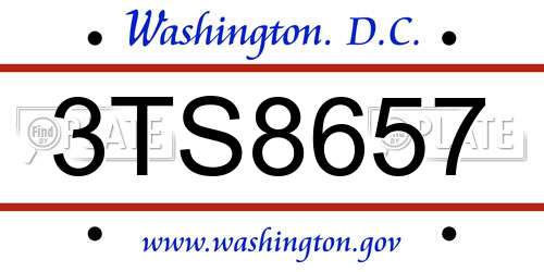 3TS8657 District Of Columbia License Plate