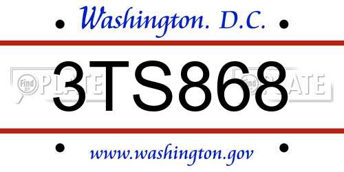 3TS868 District Of Columbia License Plate