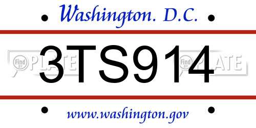 3TS914 District Of Columbia License Plate
