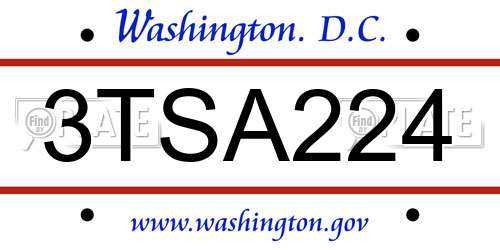 3TSA224 District Of Columbia License Plate