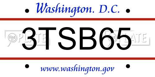 3TSB65 District Of Columbia License Plate