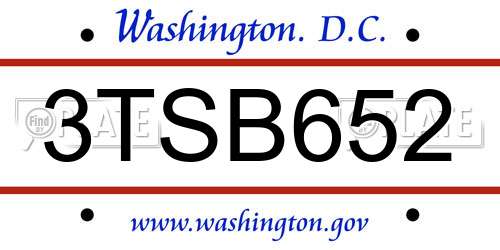 3TSB652 District Of Columbia License Plate