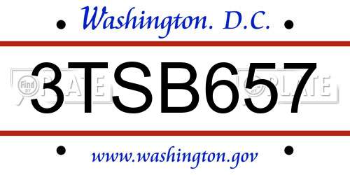 3TSB657 District Of Columbia License Plate