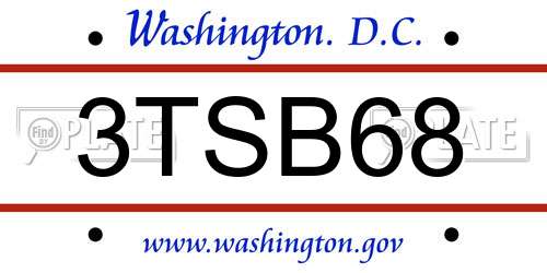 3TSB68 District Of Columbia License Plate