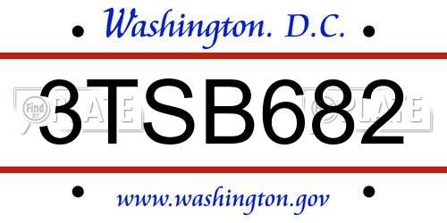 3TSB682 District Of Columbia License Plate