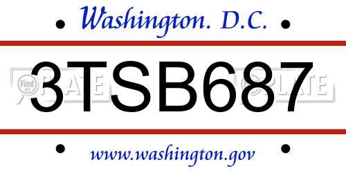 3TSB687 District Of Columbia License Plate