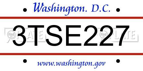 3TSE227 District Of Columbia License Plate