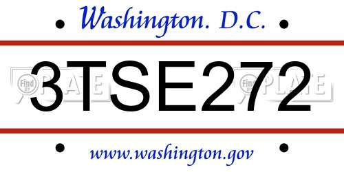 3TSE272 District Of Columbia License Plate