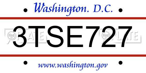 3TSE727 District Of Columbia License Plate
