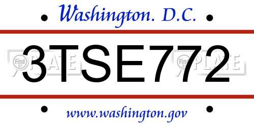 3TSE772 District Of Columbia License Plate