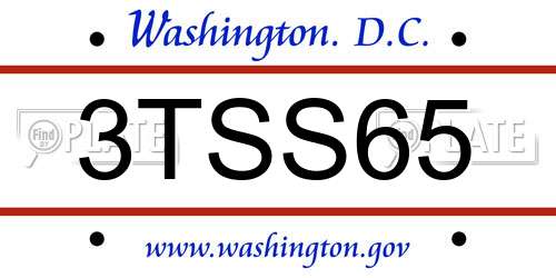 3TSS65 District Of Columbia License Plate