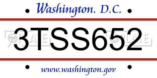 3TSS652 District Of Columbia License Plate