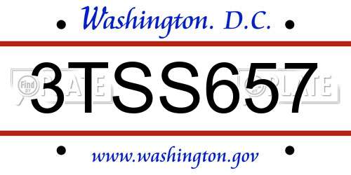 3TSS657 District Of Columbia License Plate