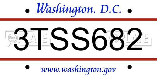 3TSS682 District Of Columbia License Plate