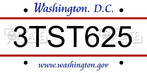 3TST625 District Of Columbia License Plate