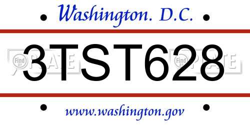 3TST628 District Of Columbia License Plate