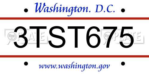 3TST675 District Of Columbia License Plate