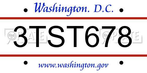 3TST678 District Of Columbia License Plate