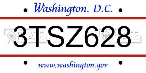 3TSZ628 District Of Columbia License Plate