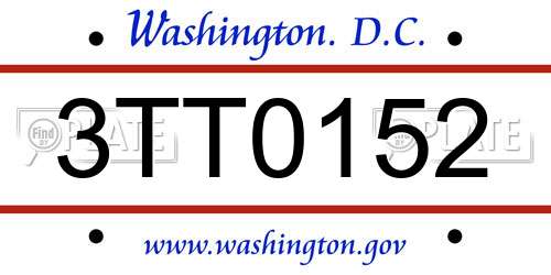 3TT0152 District Of Columbia License Plate