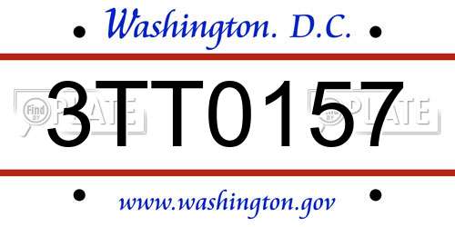 3TT0157 District Of Columbia License Plate