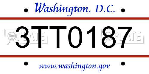 3TT0187 District Of Columbia License Plate