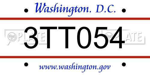 3TT054 District Of Columbia License Plate