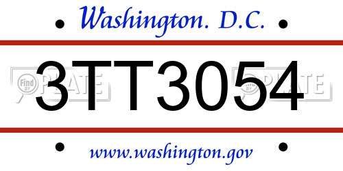 3TT3054 District Of Columbia License Plate