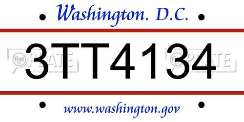 3TT4134 District Of Columbia License Plate