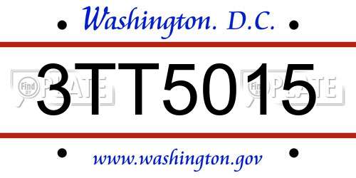3TT5015 District Of Columbia License Plate