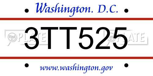 3TT525 District Of Columbia License Plate