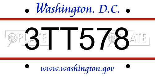 3TT578 District Of Columbia License Plate