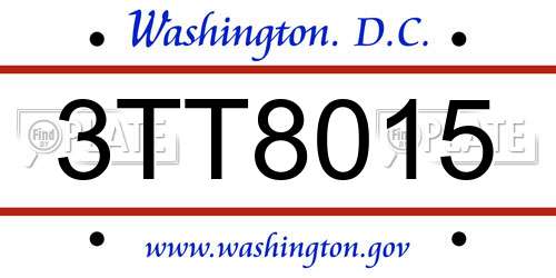 3TT8015 District Of Columbia License Plate