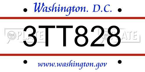 3TT828 District Of Columbia License Plate