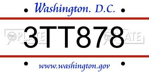 3TT878 District Of Columbia License Plate